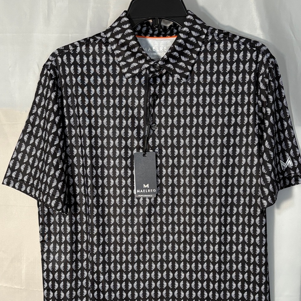 Maelreg  performance polo black white twister, golfing shirt